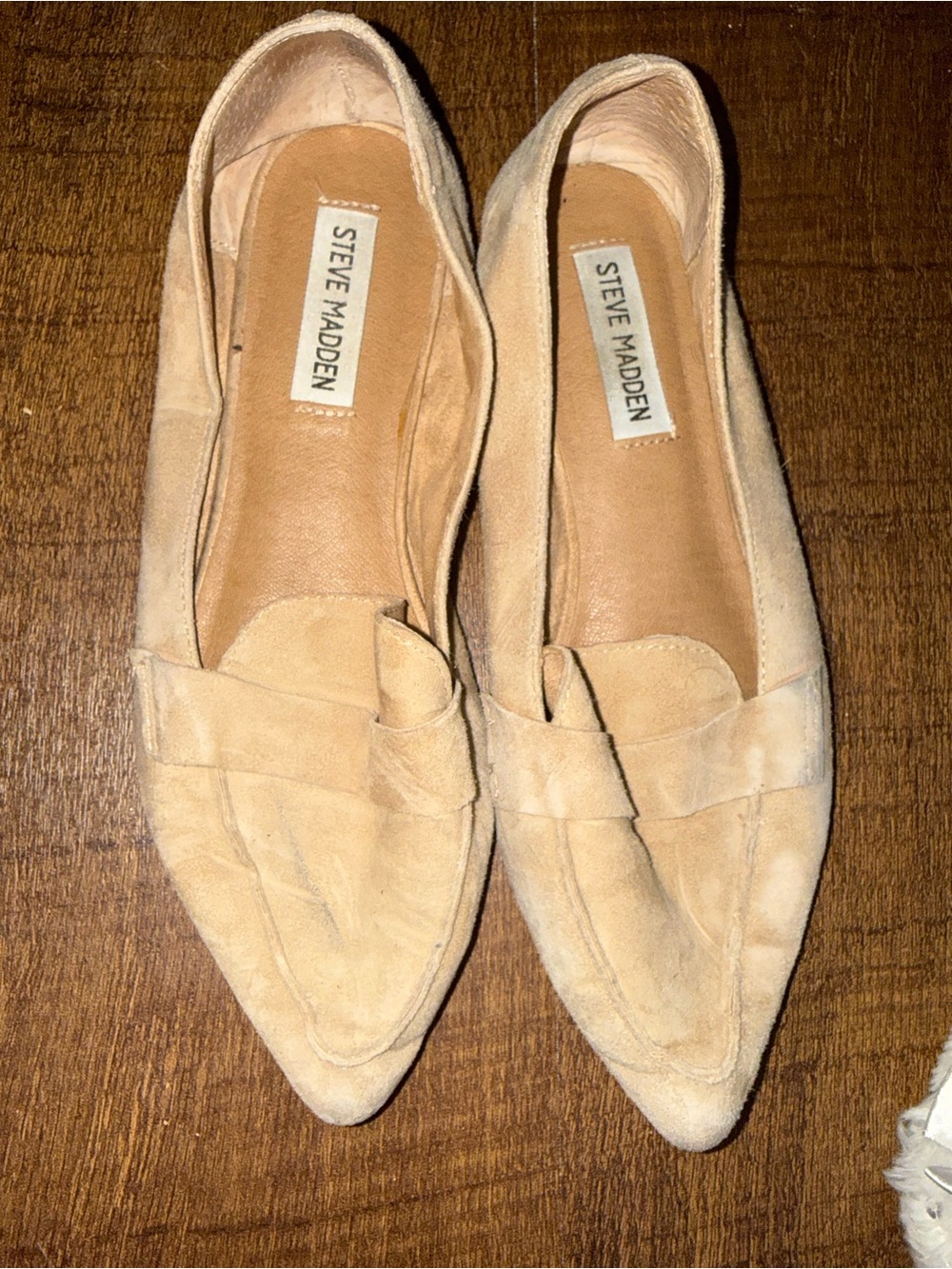 Steve Madden Beige Suede Pointed Toe Loafers